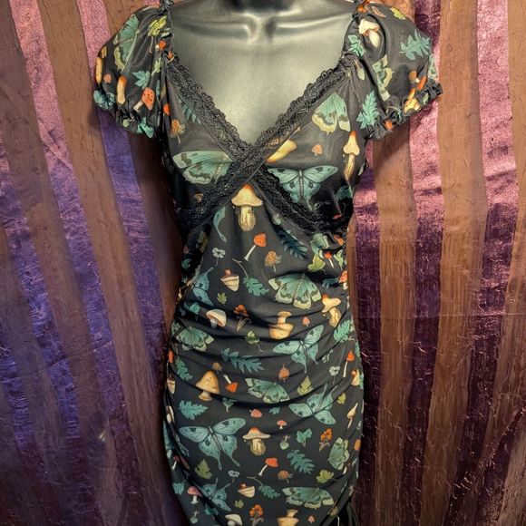Mushroom Moth Butterfly Forest Fairycore Dress Adjustable Restyle Fable Cottage - Picture 1 of 7